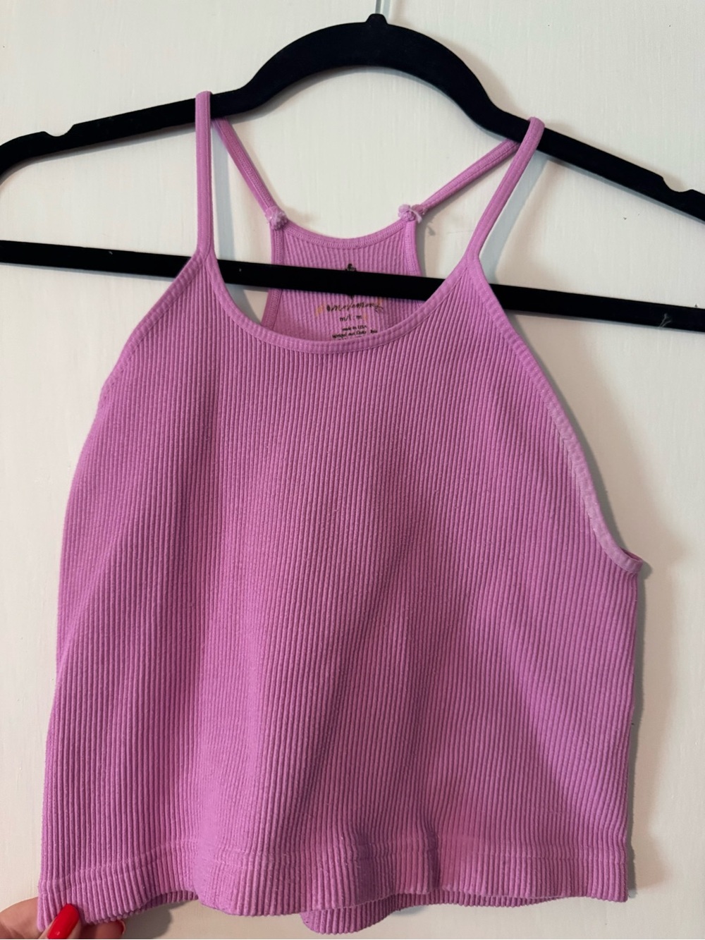 Free People Pink Ribbed Halter Tank